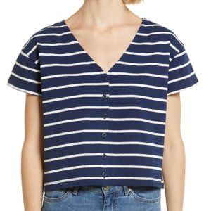 Madewell S V-Neck Button-Front Boxy Crop Tee